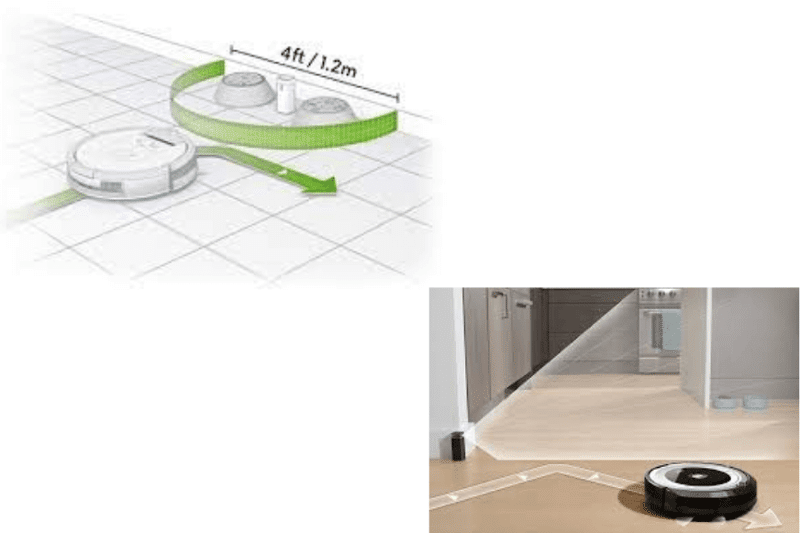 A virtual wall device is shown in use.